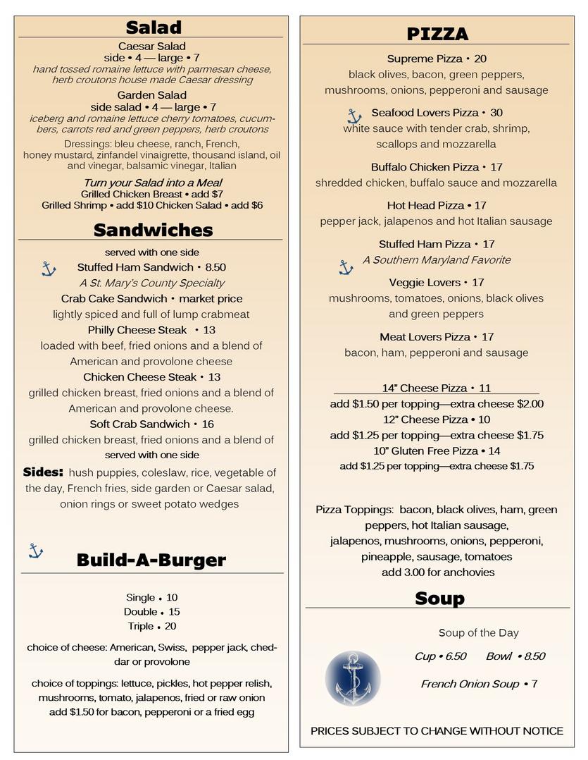 Chief's Menu