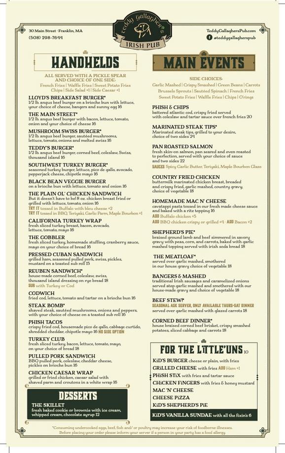 Gallaghers menu deals