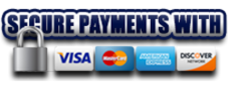 Secure Payments with Visa, Master Card, American Express & Discover