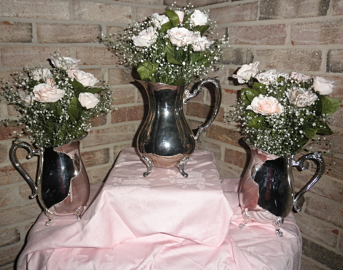 Silver plated tea pitchers and water pitchers for your ladies' tea