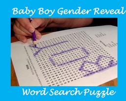 Baby Boy Gender Reveal Printable Word Search Puzzle Instant Download