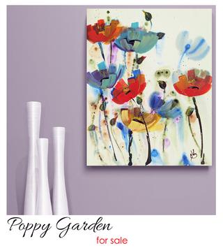 poppies, flower painting, floral painting, acrylic poppy painting