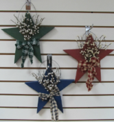 Wood Stars with Berries Hanging Signs