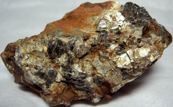 golden PYRITE and brown GARNET, MAGNETITE, CALCITE - Sulphur Hill Mine (Sulfur Hill Mine), Andover Township, Sussex County, New Jersey, USA