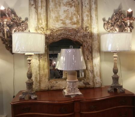 bespoke lamps vintage metal distressed wood french aden grey tremeaux antique vintage mirror sconces italian new florentine coat of arms large