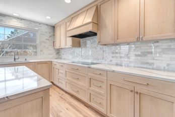 Kitchen & Living Room Remodel transitional style, look, custom cabinets light oak