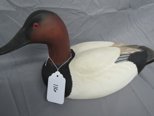 Sold at Auction: NICK TRAHAN MALLARD DRAKE DECOY Painted eyes. Carved bill.  Upswept tail. Branded JH N.O. LA. Minor gunning wear. Length 15. Prove