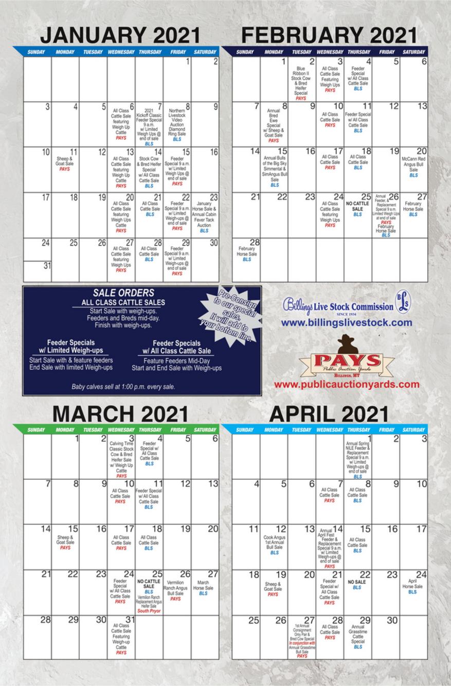 Sheep & Goat Sale Schedule