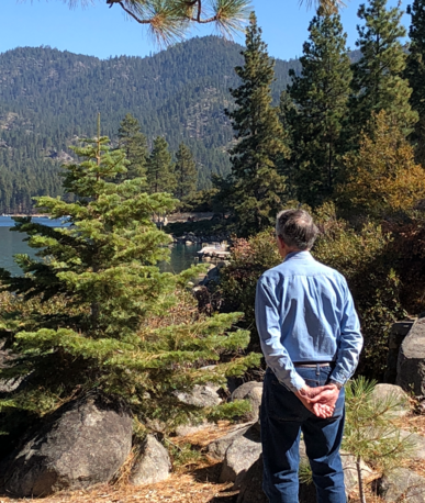 Mac Dunham standing by the Lake Tahoe during Autumn JFO