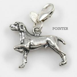Pointer Dog Charm 3 Dimensional Solid Sterling Silver