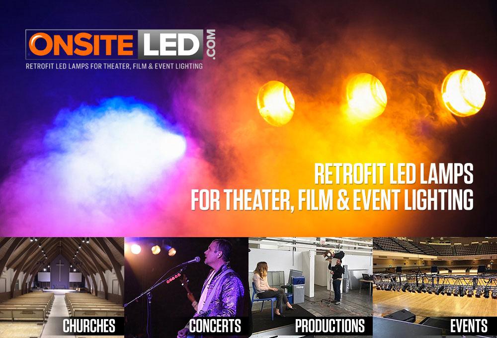 RP64 Par64 and RP56 Par56 LED replacement lamps for churches, concerts, productions and events