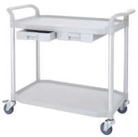 2 shelf plastic utility carts with plastic drawers