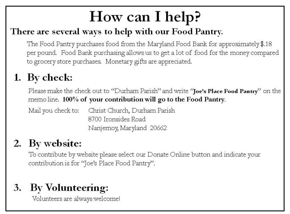 Joe S Place Food Pantry