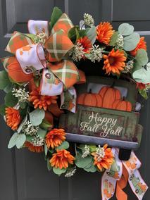 Fall Truck Flower Pumpkin Wreath