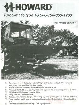Howard Turbo-matic Type TS 500-700-800-1200 Brochure