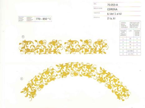Gold ceramic decals by Calcodecal