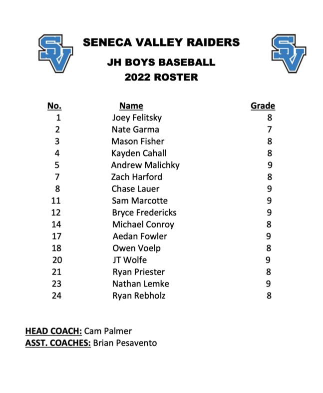 Seneca Valley Baseball Junior High Roster