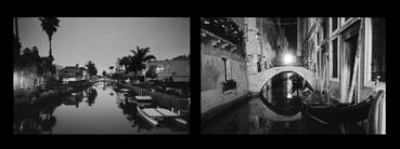 diptych comparison of venice italy to venice, ca