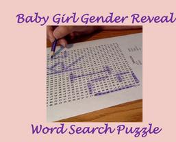 Baby Girl Gender Reveal Printable Word Search Puzzle Instant Download
