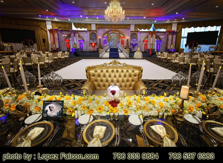 Beauty and the beast quinceanera centerpieces Stage quince decorations la bella y la bestia quince phorography video dress miami Lopez Falcon