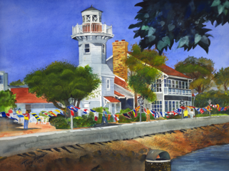 Seaport Village San Diego, CA, Original Watercolor, Tracy Harris Artist