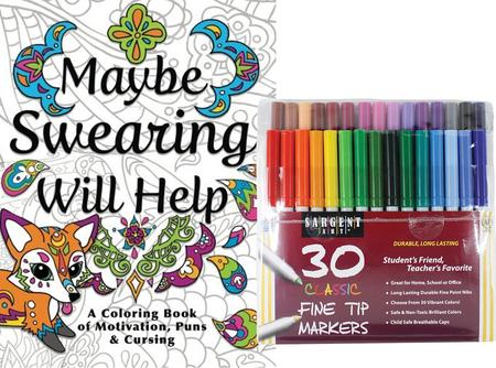 Maybe Swearing Will Help Sargent 30 Markers Adult Coloring Book