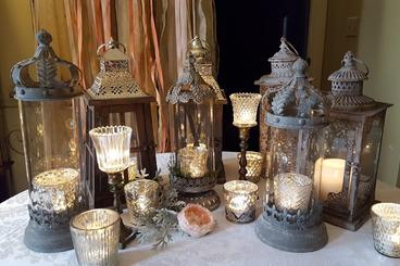 Italian Style Lanterns and Mercury Candles for Reception Decor MN