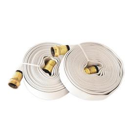 Pack of-2 Forestry Grade Lay Flat Fire Hose w/Garden Thread 3/4in x 25ft. WHITE