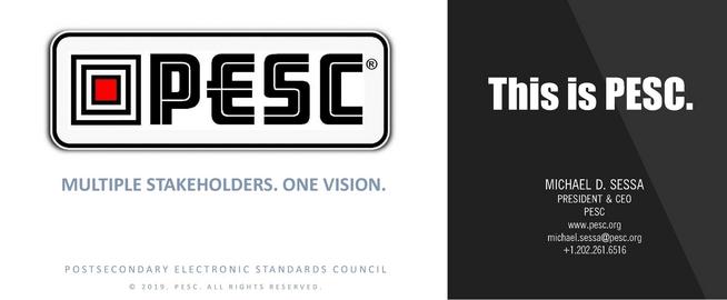 What is PESC? This is PESC - The Postsecondary Electronic Standards Council | Leading the establishment & adoption of trusted, free & open data standards across the education domain