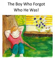 Boy daydreaming against tree. Illustration. Book Cover.