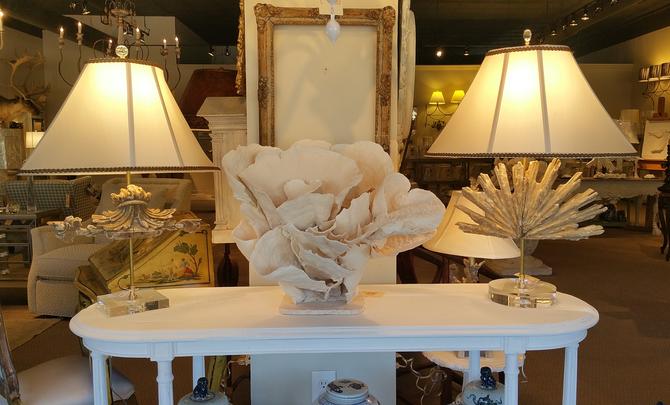 Antique vintage relic italian table lamps on lucite glass bases naturally large harvested coral antique frame