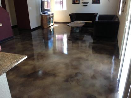 brown red stained concrete floor