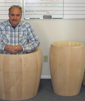 Wood barrels 26 inch and 16 inch diameter