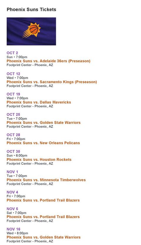 Suns Ticket Chart
