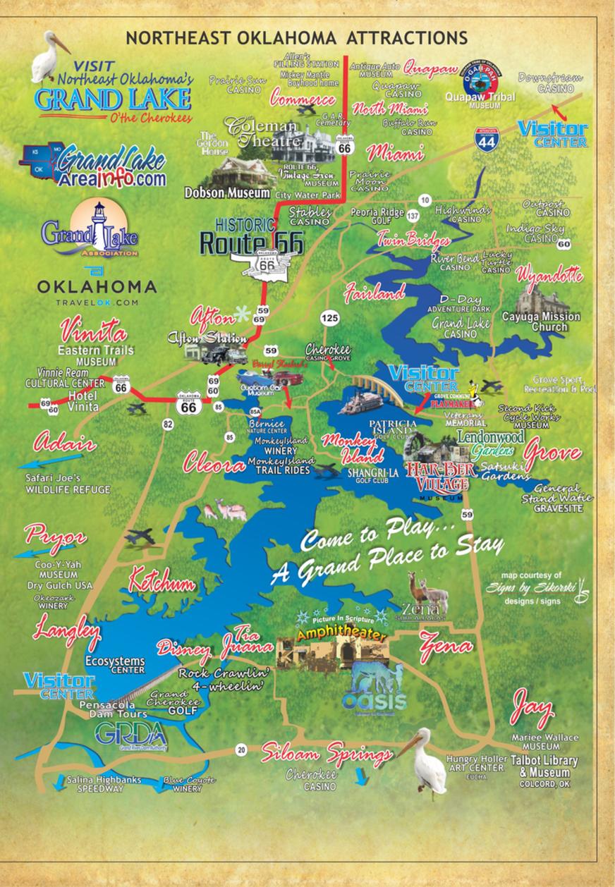Grand Lake OK attractions map northeast OK