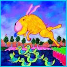 dog with ducks whimsical painting childrens decor bainbridge island artist Ian Turner
