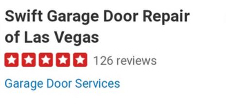 Swift Garage Door Repair Service of Las Vegas Yelp page