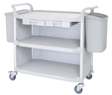 2 shelf plastic utility carts with plastic drawers