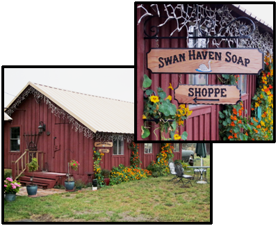 Swan Haven Soap Shop and Sign near Petaluma CA featuring all natural hand-crafted soaps and bath products