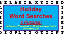 Five Holiday Word Search Package