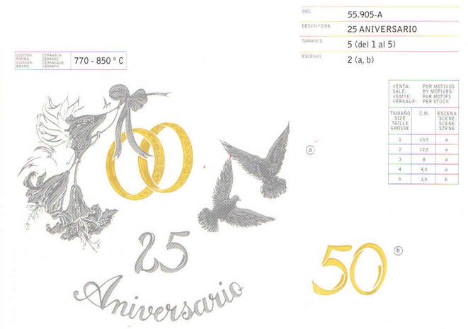 Anniversary Gold ceramic decals supplier by Calcodecal