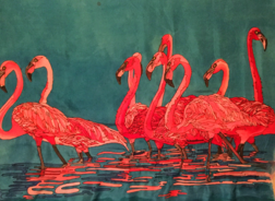 Flamingo Wild Animal Park, Silk Painting, Tracy Harris, San Diego