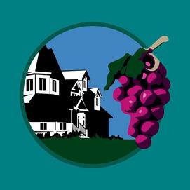 Logo For Home & Vine. House and Grape cluster.