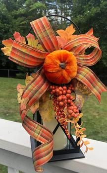 Fall Lantern Orange Velvet Pumpkin Swag