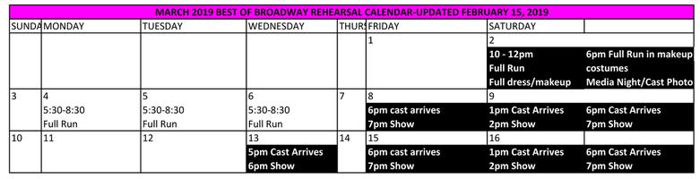 Rehearsal Calendar