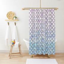 pastel mermaid scales shower curtain