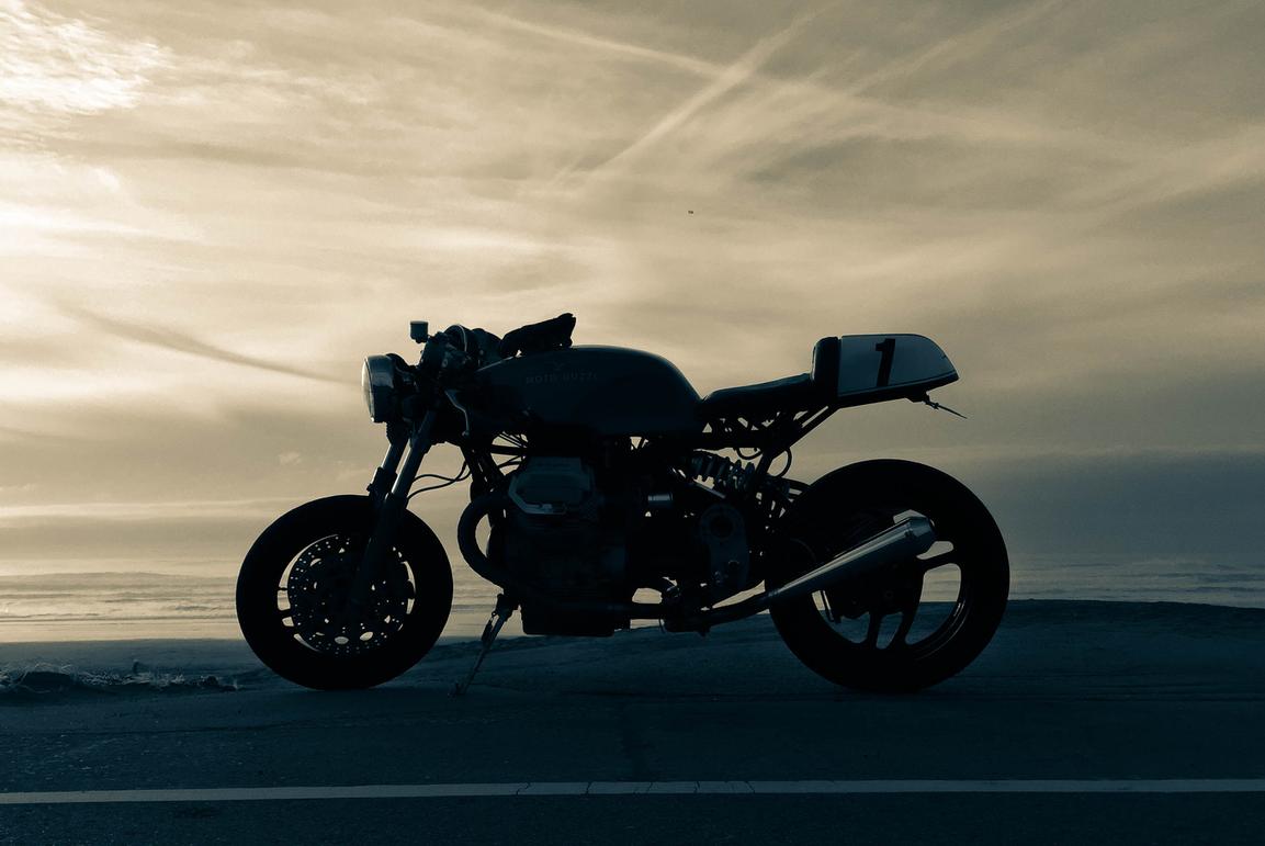 pacific coast highway cafe racer sunset