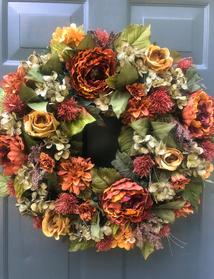 Designer Autumn Wreath Rust Golden Bronze Hydrangea