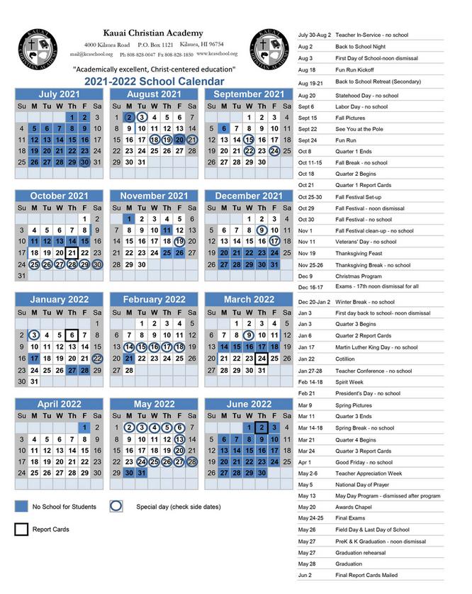 SCHOOL CALENDAR