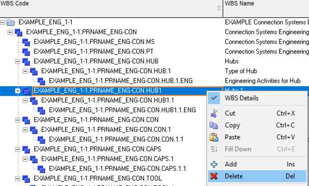 Delete Primavera P6 WBS